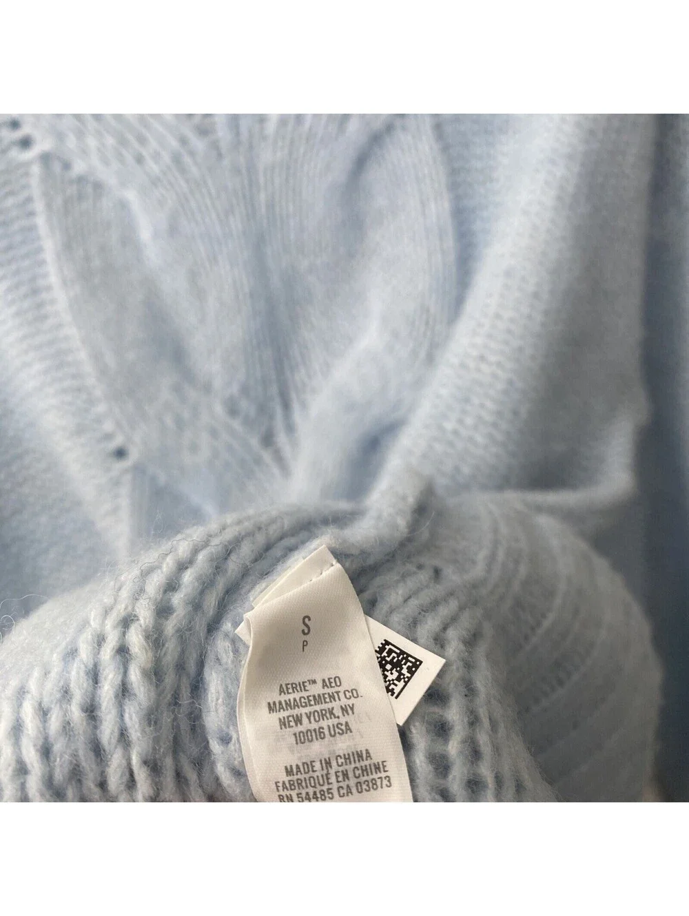 Aerie Cable Knit Wool-Blend Oversized Sweater Baby Blue Size S